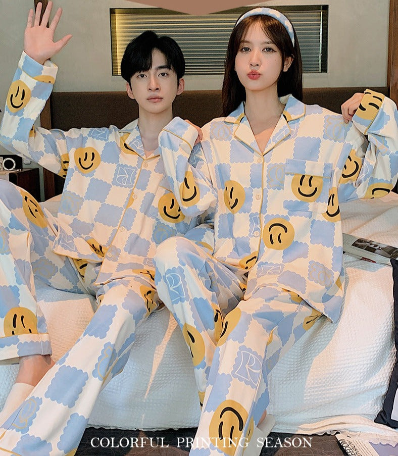 Matching Smiley Face Pajamas Set for Couples