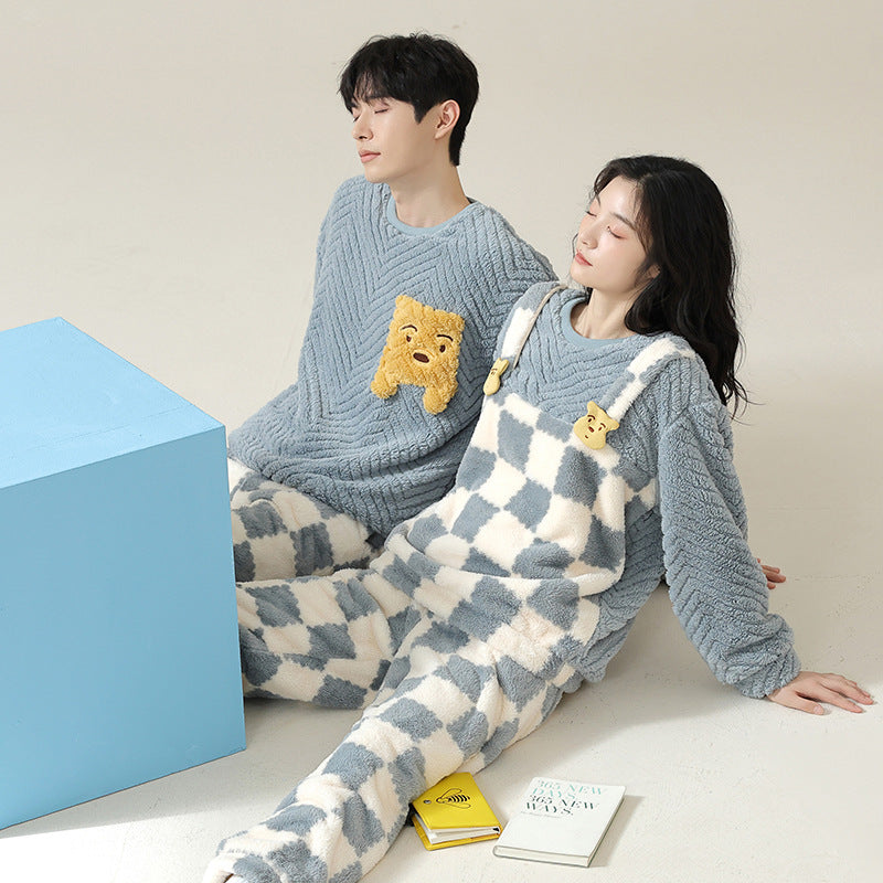 Couple Matching Bear Fleece Pajamas Set