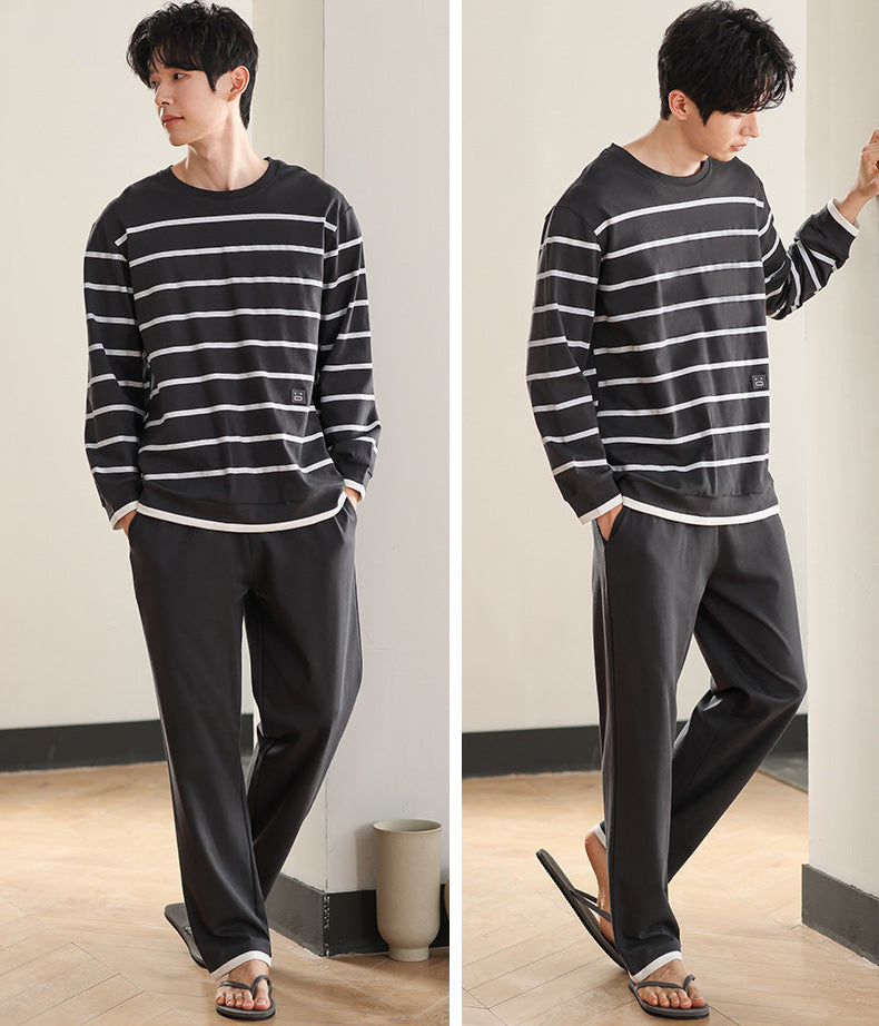 Matching Couple Pajamas Set – 100% Cotton Minimalist Striped Loungewear