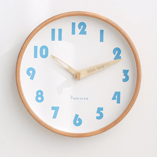 Classroom Silent Wall Clock – Solid Wood, 12" (Non-Ticking)