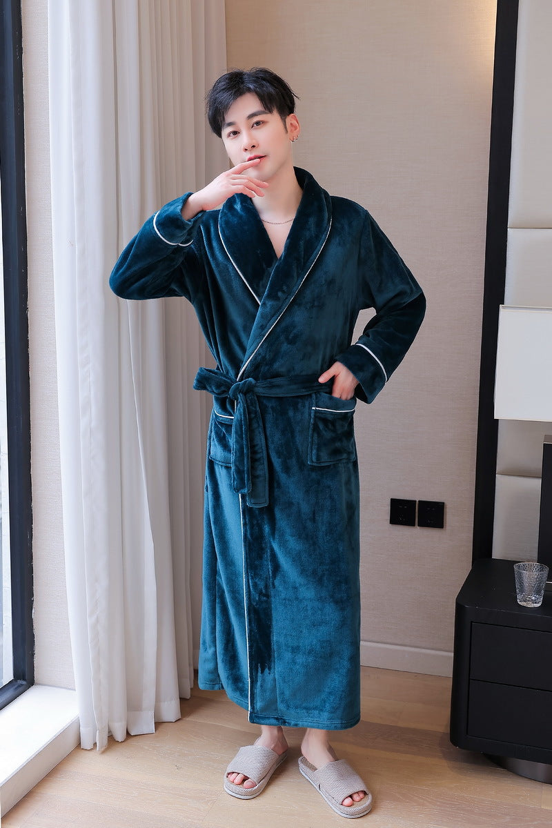 2-Piece Thickened Flannel Long Robes for Couples