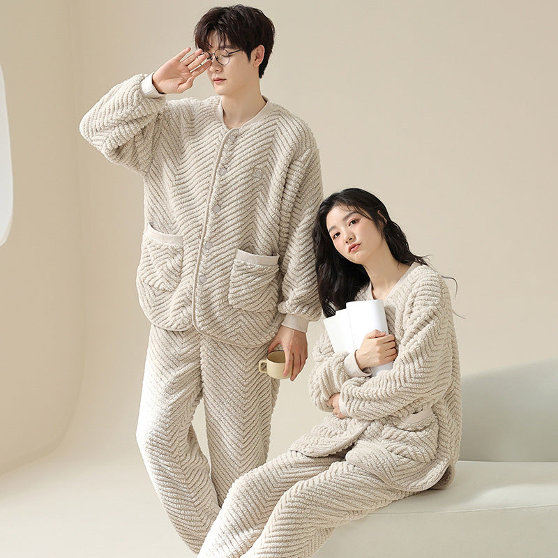 Pure Cotton Winter Pajamas Loungewear Set for Couples Gullei