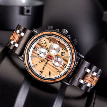 Matching Sandalwood Couple Chronograph Watch Set