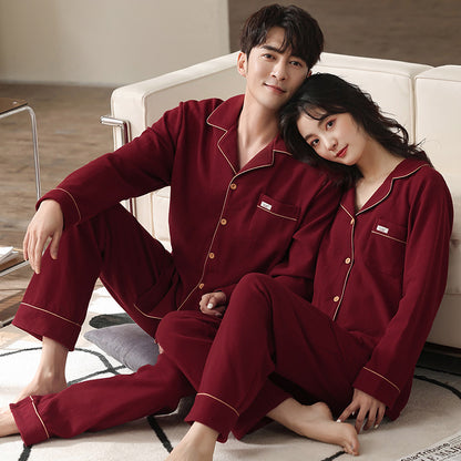 Cozy Waffle-Knit Couple's Pajama Set | Textured Pure Cotton