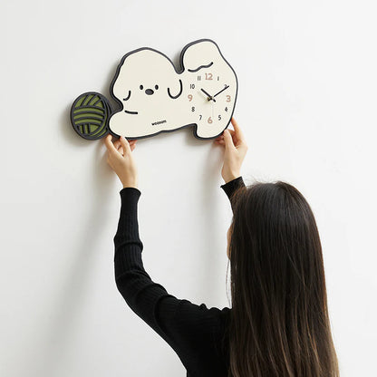 Cute Puppy Kids Bedroom Silent Wall Clock – Playful Puppy Design