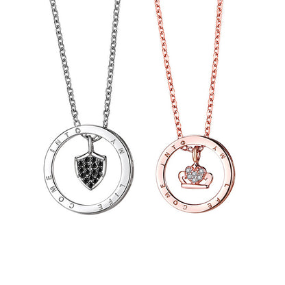 Personalized Crown Couple Relationship Necklaces Set