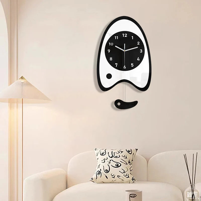 Cute Fish Bait Silent Pendulum Wall Clock (37×21 cm)