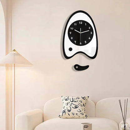Cute Fish Bait Silent Pendulum Wall Clock (37×21 cm)