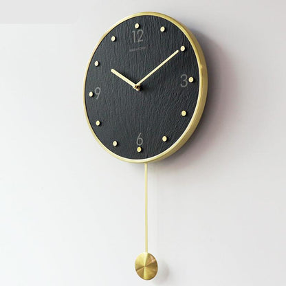 Natural Marble Pendulum Silent Wall Clock (12")