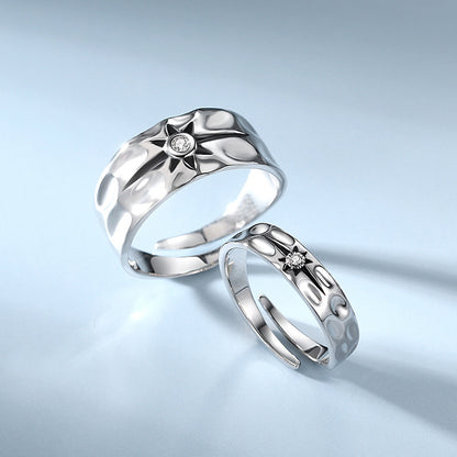 Guardian Star Matching Adjustable Size Rings for Couples