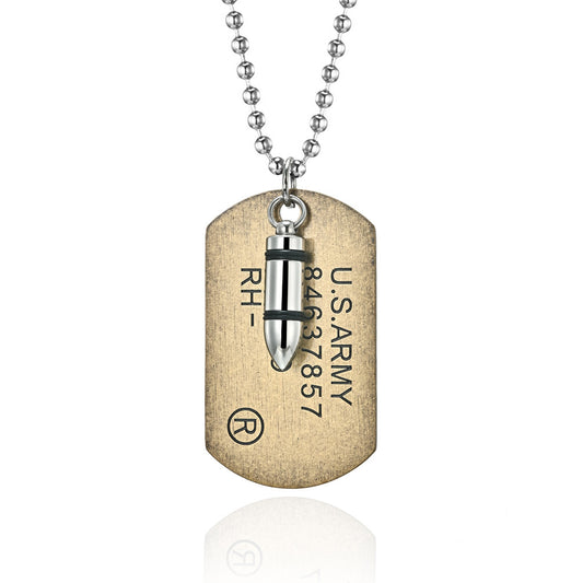 Customized Urn Bullet Military Name Tag Necklace