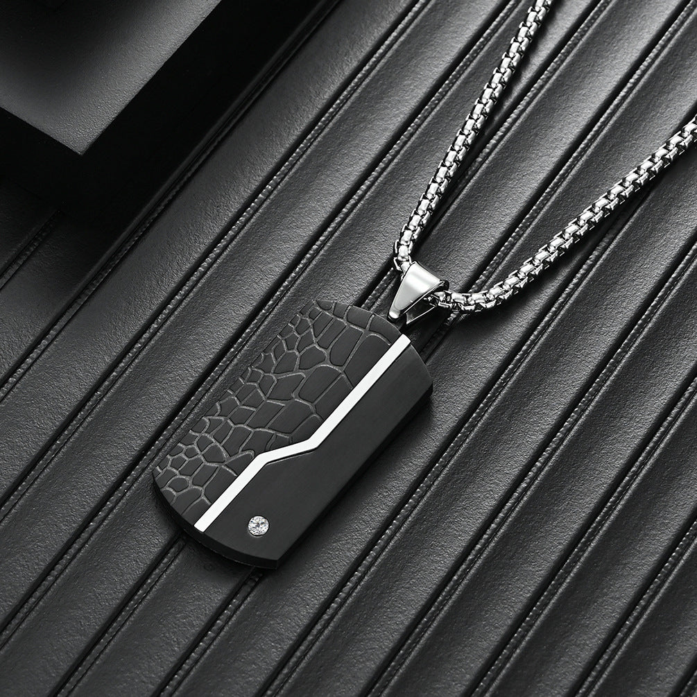 Engraved Army Tag Mens Pendant Necklace Gift