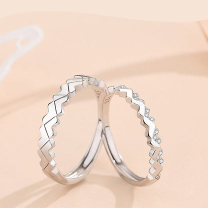 Matching Sterling Silver Rings Set for Two - Adjustable Size