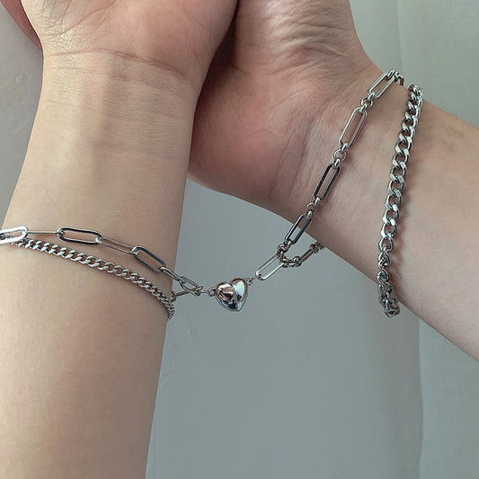 Magnetic Half Heart Couple Bracelets - Connecting Love