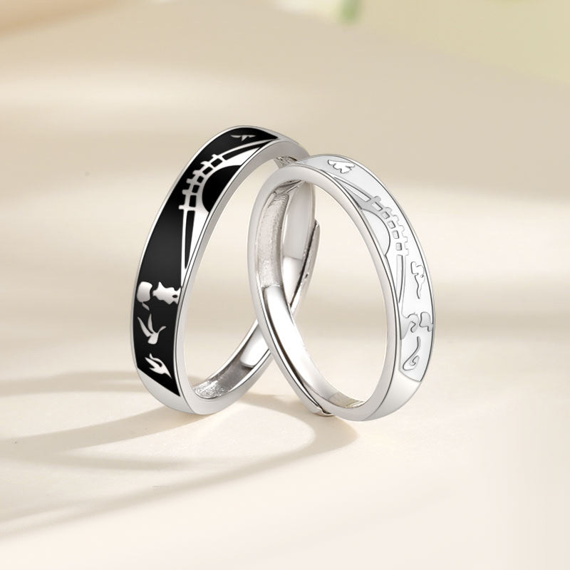 Engravable Bridge Love Promise Rings for Couples