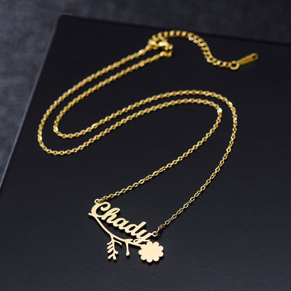 Floral Custom Name Necklace for Women