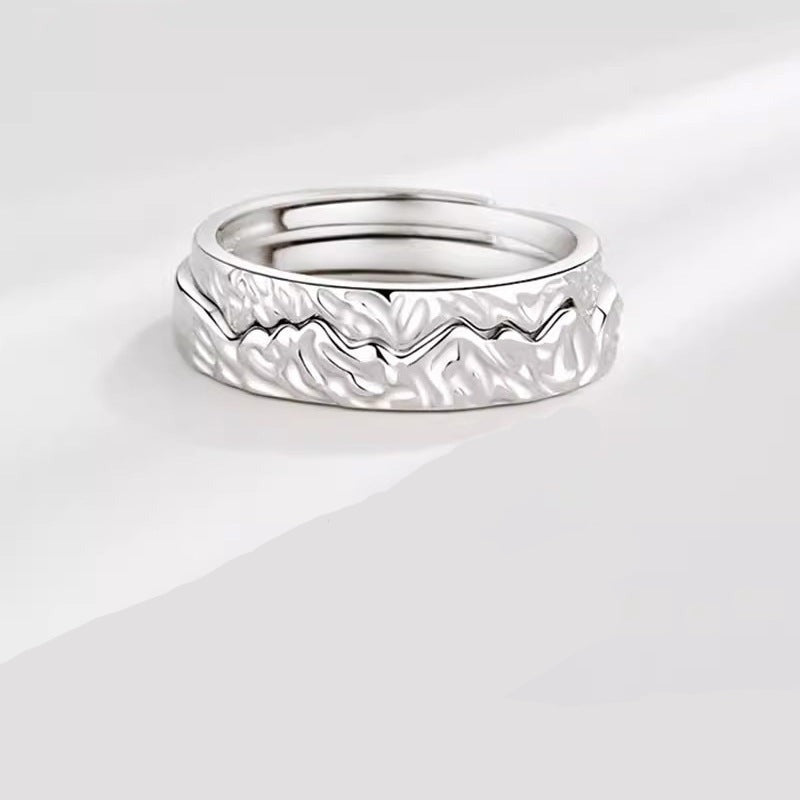 Unique Wavy Wedding Rings Matching Set