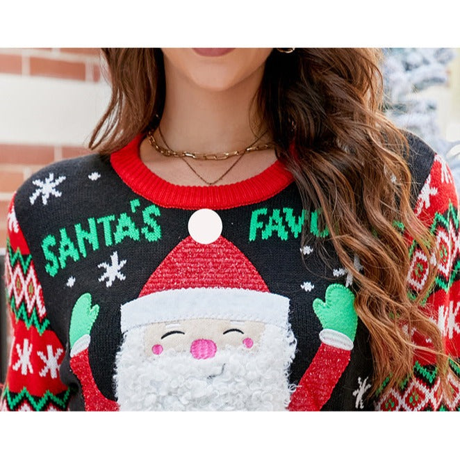 Santa Face Ladies Christmas Jumper Holiday Sweater