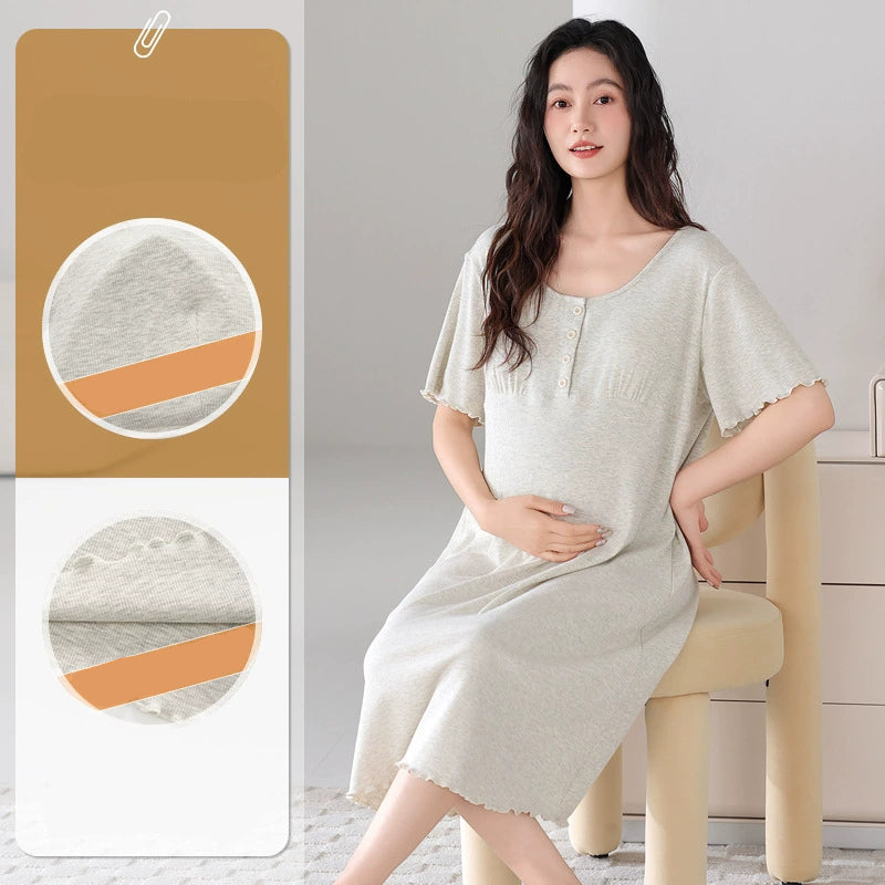 Padded Bra Long Shirt Maternity Sleepwear