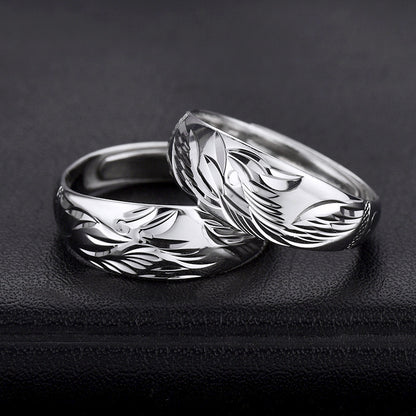 Matching Dragon and Phoenix Rings Set for Couples