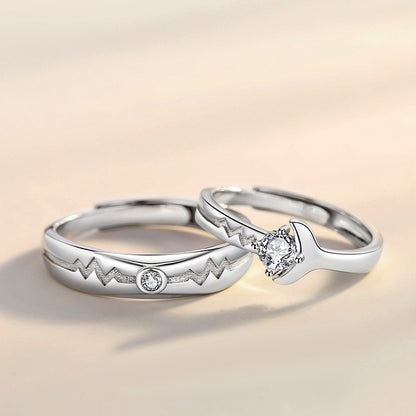 Custom Engraved Heartbeat Promise Rings for Couples Gullei.com