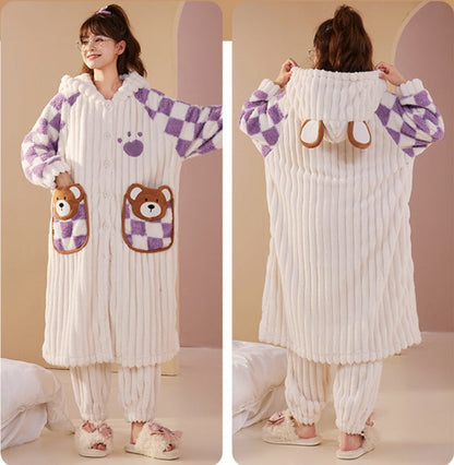 Matching Winter Holiday Bathrobe Sleepwear for Couples