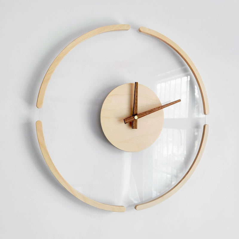 Nordic Transparent Analog Silent Wooden Wall Clock