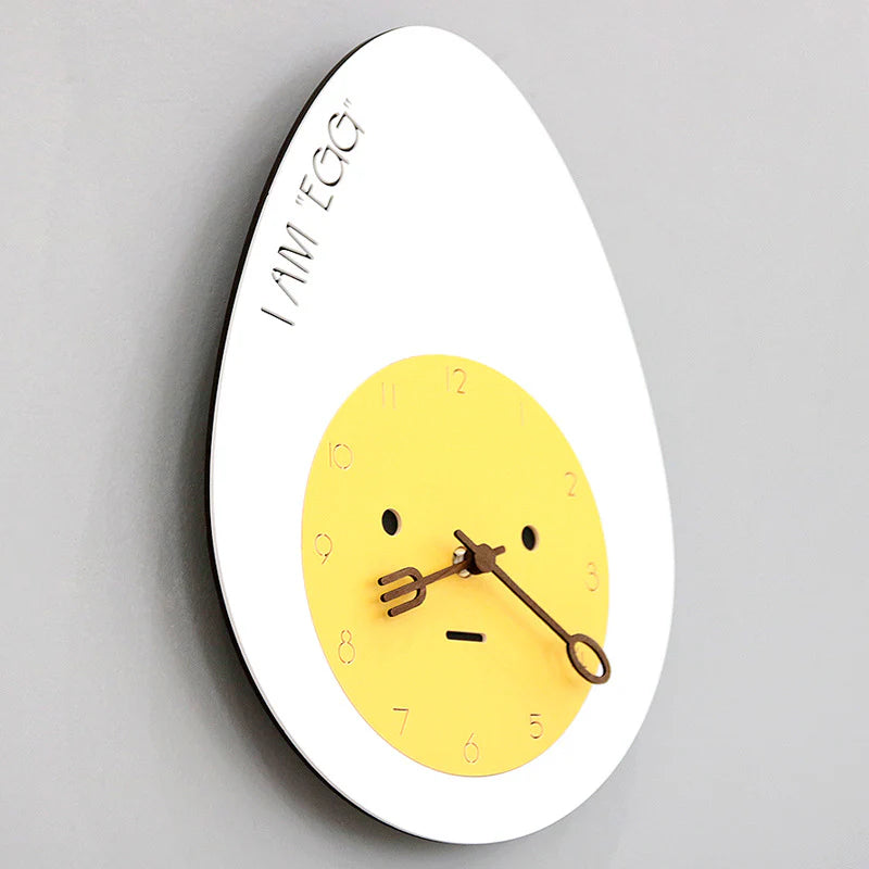Egg-Shaped Silent Wall Clock – Playful Kitchen Design