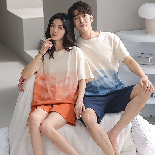 Pure Cotton Matching Pajamas Nightwear Set for Couples