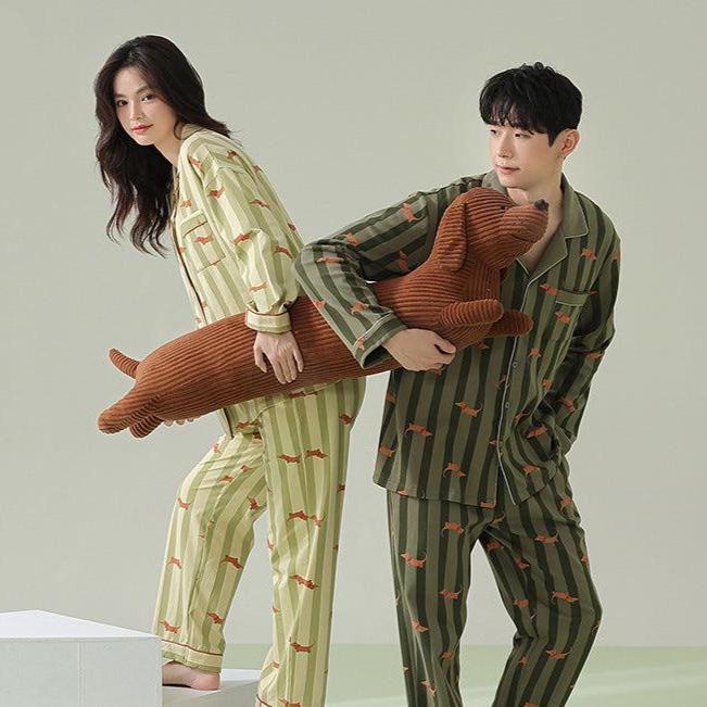 Matching His and Hers Autumn Pajamas 100% Cotton