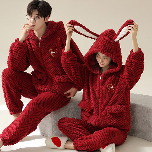 Matching Couple Pajamas Set Winter Nightwear