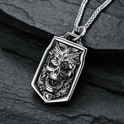 Skull Goth Style Pendant Necklace Gift for Motorcyclists