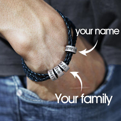 Family Names Leather Bracelet Gift for Dad