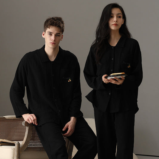 Matching Button-Front Couples Pajamas Set - A-Grade Cotton