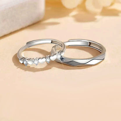 Custom Heart Matching Rings Set for Him and Her