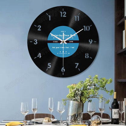Reverse Vinyl Record Silent Wall Clock — 12" Retro