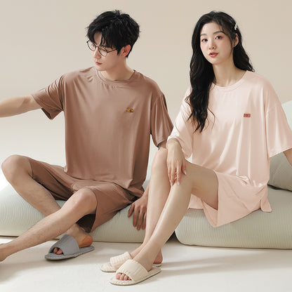 Gullei™ Couples Pajamas Set Short Sleeve Modal - Comfortable Summer Sleepwear for Him & Her
