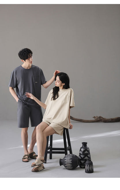Classic Matching Couple Pajamas - Short-sleeve Premium Cotton