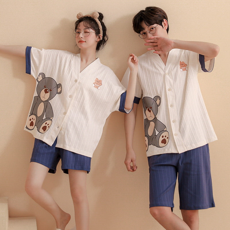 Matching Short Sleeves Sleepwear Pajamas for Couples