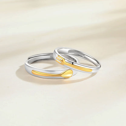 Adjustable Size Couple Rings Set for Waiter and Waitress