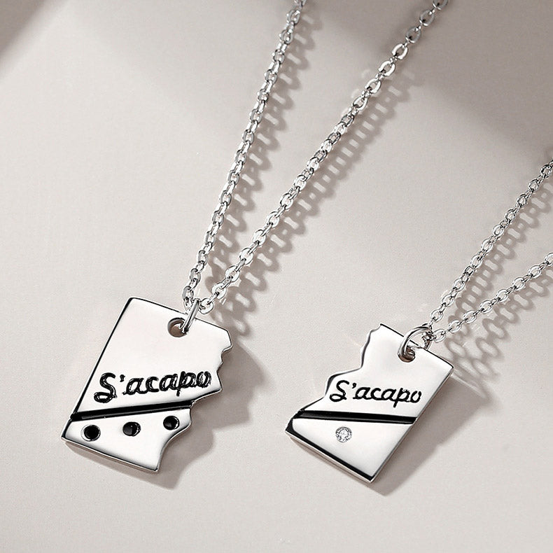 Custom Engraved Couple Necklaces Set for 2