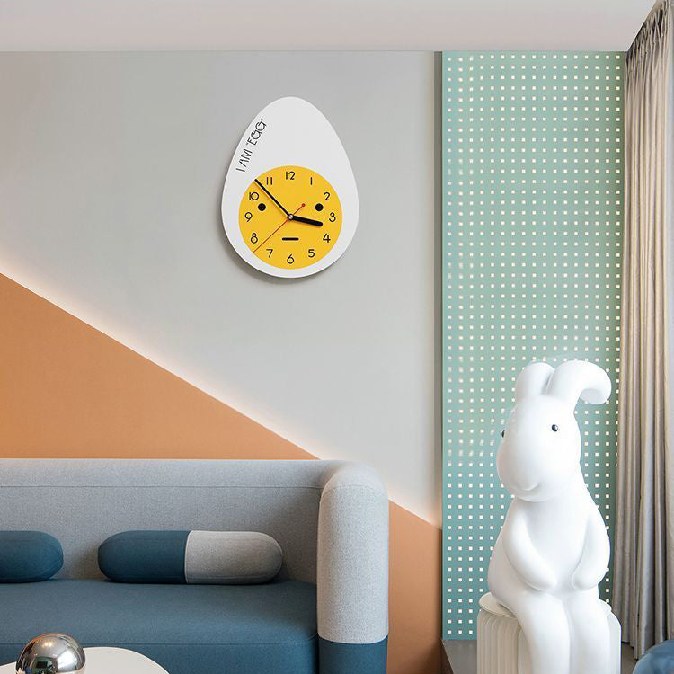 Egg-Shaped Silent Wall Clock – Playful Kitchen Design