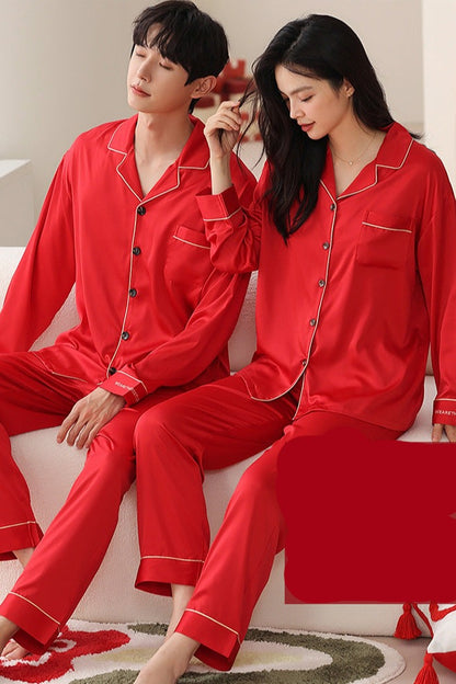 Matching Wedding Red Sleepwear Pure Flannel Set