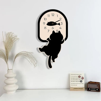 Cute Cat Silent Wall Clock — Kids’ Bedroom Wall Decor (30×30 cm)