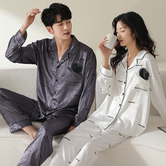 Summer Silk Couples Pajamas Set for 2