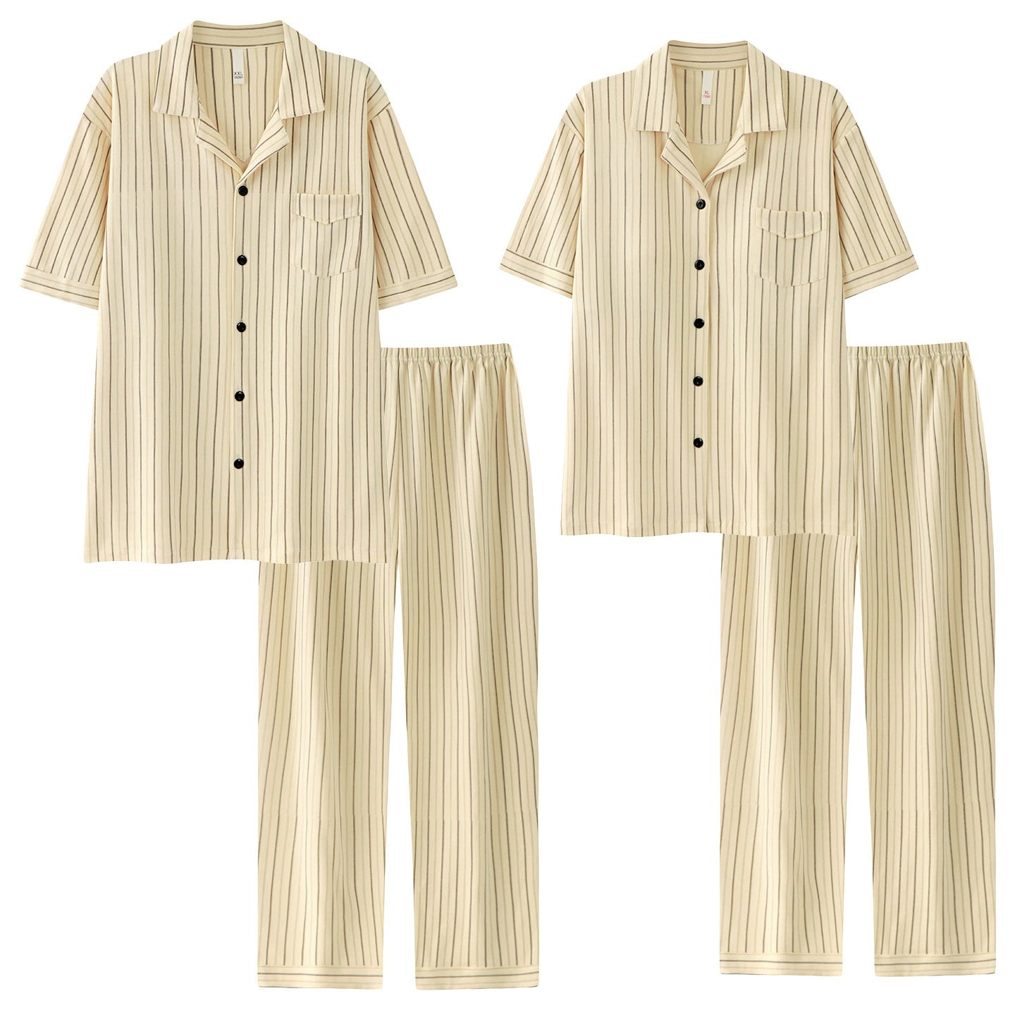 Timeless Pinstripe Cotton Couple Pajamas