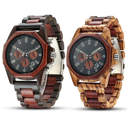 Matching Multifunctional Wood Couple Watch Set for Two