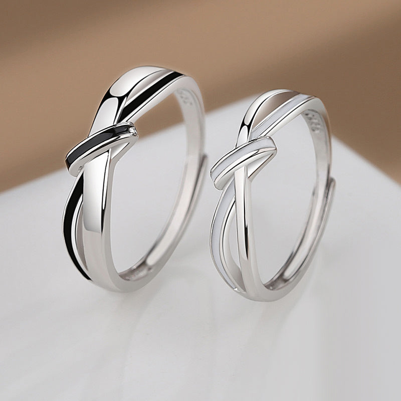 Custom Love Knot Promise Rings Set for Couples