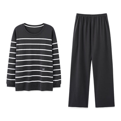 Matching Couple Pajamas Set – 100% Cotton Minimalist Striped Loungewear