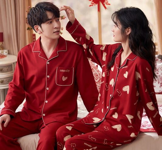 Wedding Nightdress Bride and Groom Red Pajamas